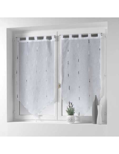 Paire de voilages pompon à passants 2 x 45 x 90 cm Chenilla gris