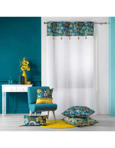 Voilage à œillets 140 x 240 cm Bohoflora bleu