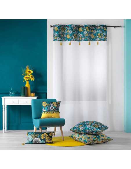 Voilage à œillets 140 x 240 cm Bohoflora bleu