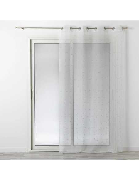 Voilage à œillets 140 x 240 cm Luminette blanc et argent