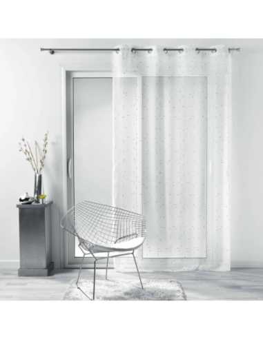 Voilage à œillets 140 x 240 cm Luminette blanc et argent