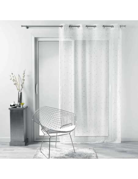 Voilage à œillets 140 x 240 cm Luminette blanc et argent