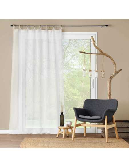 Voilage à œillets bois 140 x 240 cm Minalisa blanc