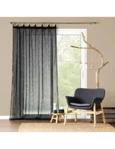 Voilage à œillets bois 140 x 240 cm Minalisa noir 2