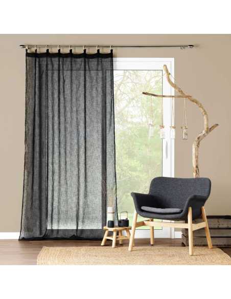 Voilage à œillets bois 140 x 240 cm Minalisa noir