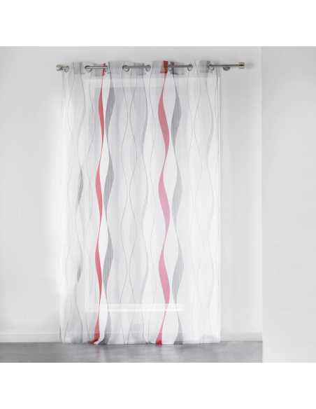 Voilage à œillets 140 x 240 cm Ondulys rouge