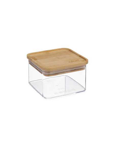 Boîte carrée plastique et couvercle bambou 0,5L ESKE