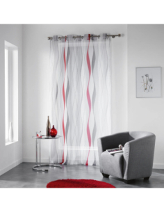 Voilage à œillets 140 x 240 cm Ondulys rouge 2