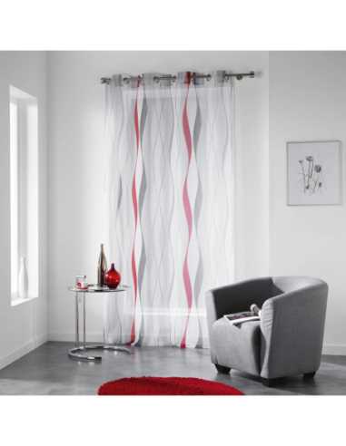 Voilage à œillets 140 x 240 cm Ondulys rouge