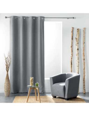 Rideau à œillets 135 x 240 cm Occultant tramina gris