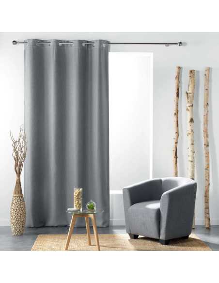 Rideau à œillets 135 x 240 cm Occultant tramina gris