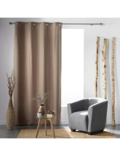 Rideau à œillets 135 x 240 cm Occultant tramina noisette 2