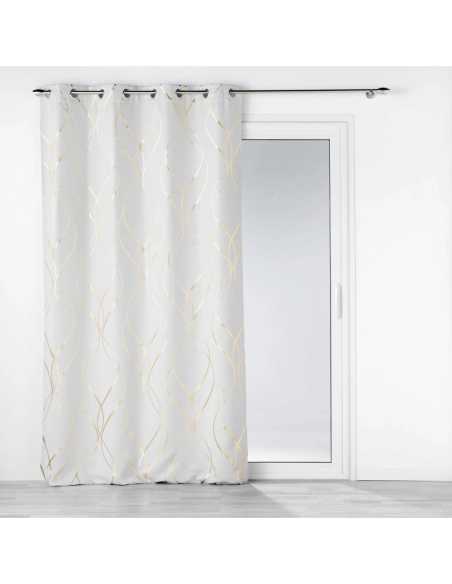 Rideau à œillets 135 x 240 cm Occultant élise blanc et or