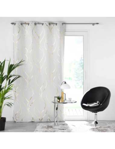 Rideau à œillets 135 x 240 cm Occultant élise blanc et or