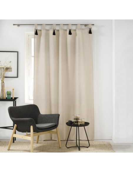 Rideau à passants avec pompons 140 x 240 cm Cyrine