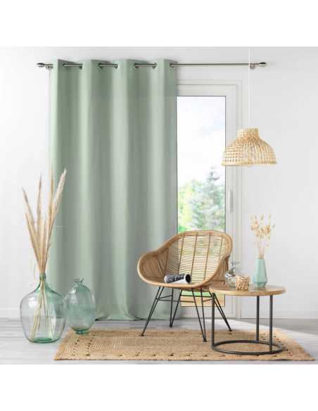 Rideau à œillets 140 x 260 cm Microfibre sauge