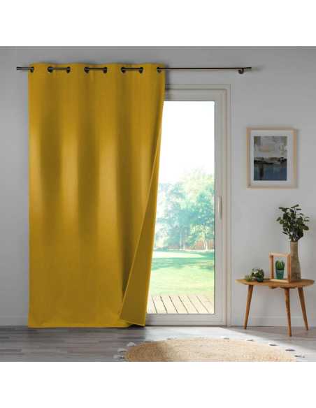 Rideau à œillets 140 x 260 cm Occultant jaune