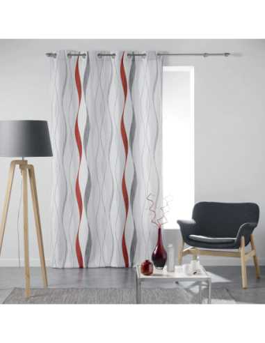 Rideau à œillets 140 x 260 cm Ondulys rouge