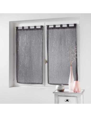 Paire de voilages à passants 2 x 45 x 120 cm Filiane anthracite