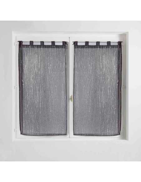 Paire de voilages à passants 2 x 60 x 120 cm Filiane anthracite
