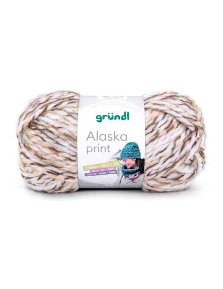 Pelote de laine Alaska Print 100g Blanc/Marron/Beige 01 – Tricot, crochet, créations DIY