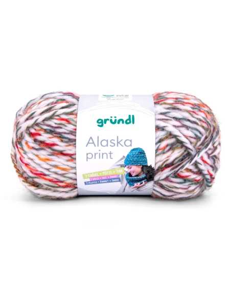 Pelote de laine Alaska Print 100g Blanc/Orange/Rouge 02 – Tricot, crochet, créations DIY