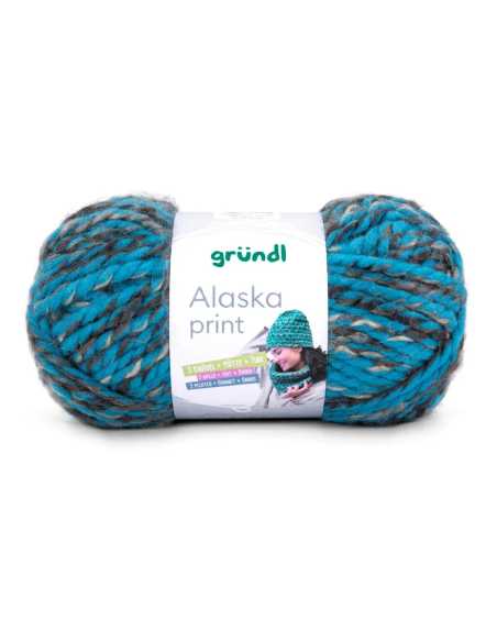 Pelote de laine Alaska Print 100g Turquoise/Brun 05 – Tricot, crochet, créations DIY