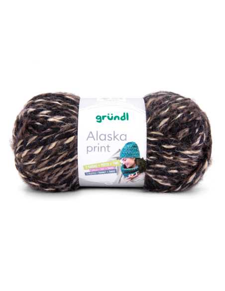 Pelote de laine Alaska Print 100g Noir/Ocre 06 – Tricot, crochet, créations DIY
