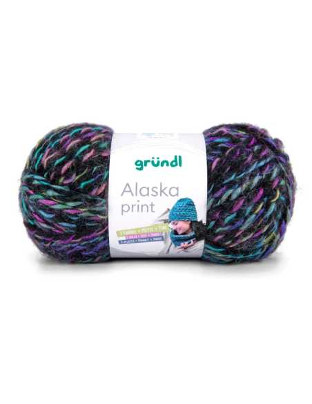 Pelote de laine Alaska Print 100g Noir/Violet/Rose 08 – Tricot, crochet, créations DIY