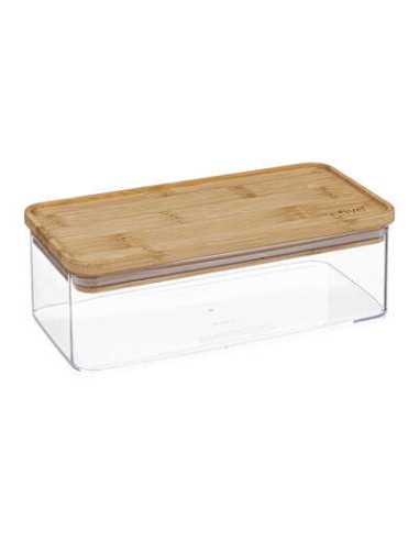 Boîte rectangle plastique et couvercle bambou 1L ESKE