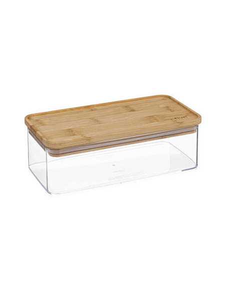 Boîte rectangle plastique et couvercle bambou 1L ESKE
