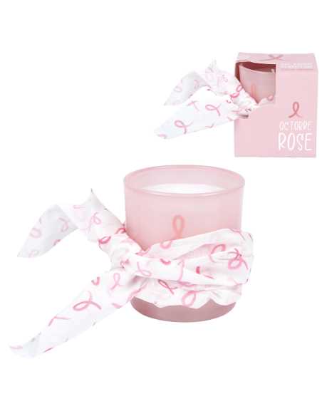 Bougie Parfumée Magnolia avec Chouchou Octobre Rose – Coffret solidaire et élégant