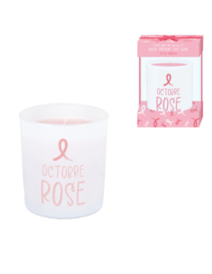 Bougie Parfumée Vanille avec Bijou Octobre Rose – Coffret solidaire élégant