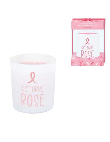 Bougie Parfumée Vanille avec Bijou Octobre Rose – Coffret solidaire élégant