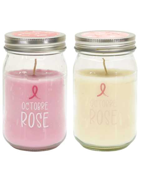 Bougie Mason Jar Octobre Rose – Parfum Magnolia ou Orchidée Blanche