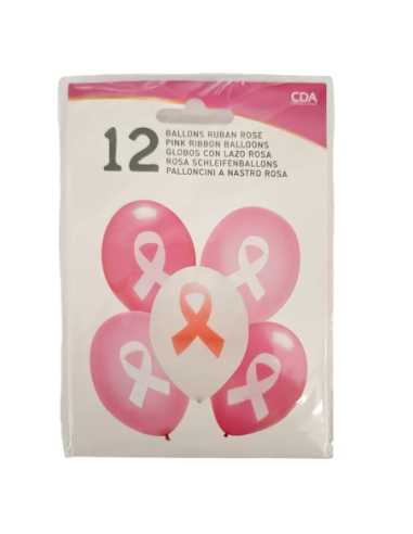 Lot de 12 Ballons Octobre Rose 30 cm – Décoration pour événements de sensibilisation