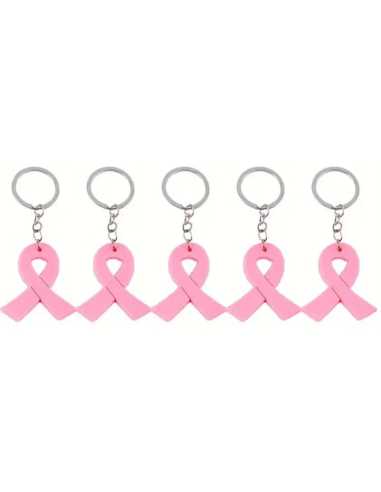 Lot de 5 Porte-clés Ruban Octobre Rose – Accessoires solidaires et symboliques
