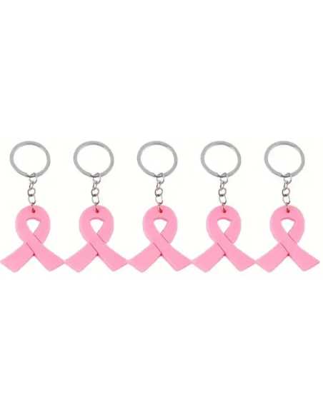 Lot de 5 Porte-clés Ruban Octobre Rose – Accessoires solidaires et symboliques