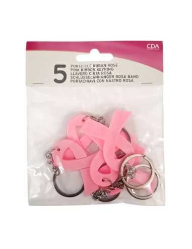 Lot de 5 Porte-clés Ruban Octobre Rose – Accessoires solidaires et symboliques