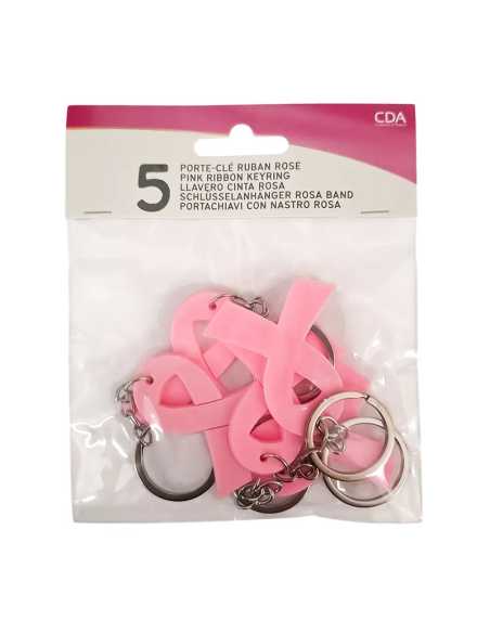Lot de 5 Porte-clés Ruban Octobre Rose – Accessoires solidaires et symboliques