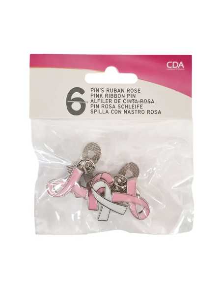 Lot de 6 Pin’s Ruban Octobre Rose – Accessoires de sensibilisation et solidarité