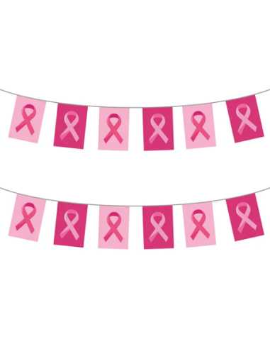 Guirlande 10 m Octobre Rose à Fanions 20x30 cm – Décoration de sensibilisation