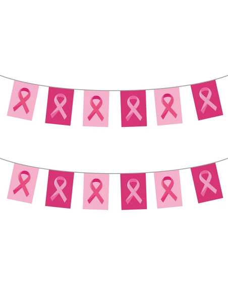 Guirlande 10 m Octobre Rose à Fanions 20x30 cm – Décoration de sensibilisation