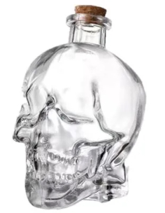 Fiole CRÂNE en Verre avec Bouchon Liège 14 cm – 400 ml – Décoration Halloween