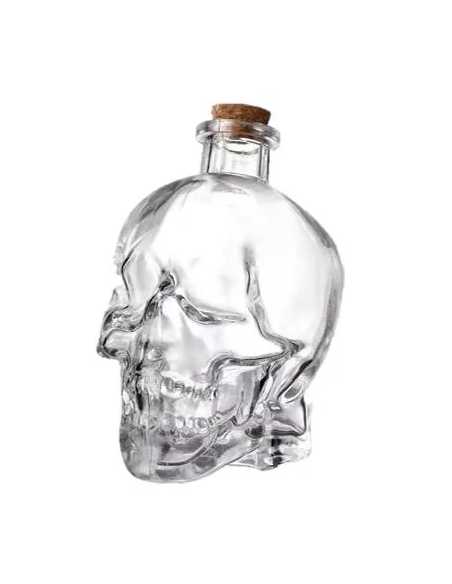 Fiole CRÂNE en Verre avec Bouchon Liège 14 cm – 400 ml – Décoration Halloween