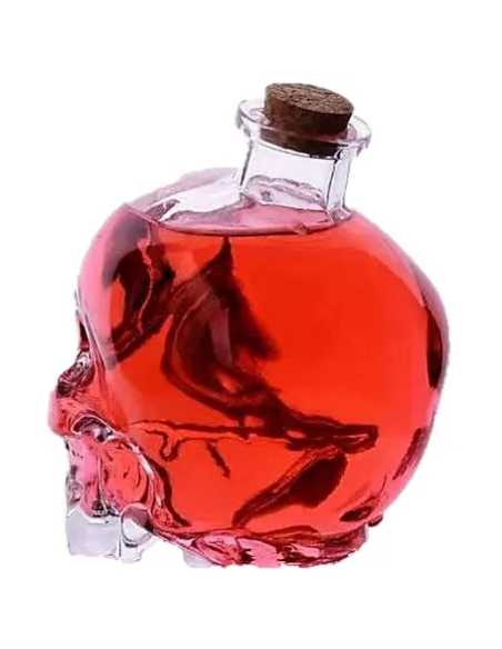 Fiole CRÂNE en Verre avec Bouchon Liège 14 cm – 400 ml – Décoration Halloween