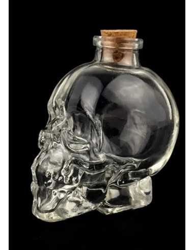 Fiole CRÂNE en Verre avec Bouchon Liège 14 cm – 400 ml – Décoration Halloween
