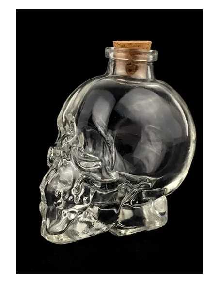 Fiole CRÂNE en Verre avec Bouchon Liège 14 cm – 400 ml – Décoration Halloween