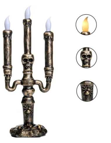 Chandelier MANOIR LED 3 branches – Décoration Halloween lumineuse
