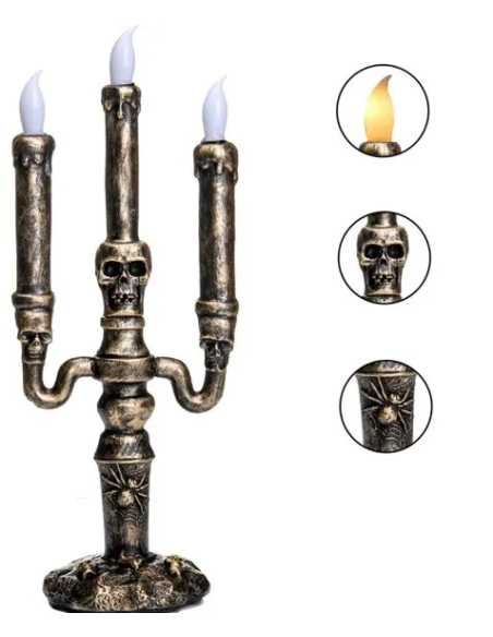 Chandelier MANOIR LED 3 branches – Décoration Halloween lumineuse